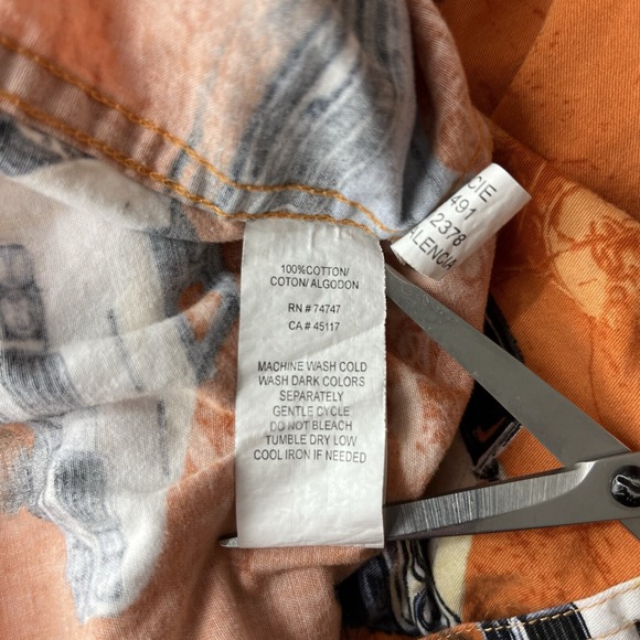 RedHead Short Sleeve Button Shirt Men's 2XL Orange Classic Cars Hawaiian Vtg - Picture 9 of 9